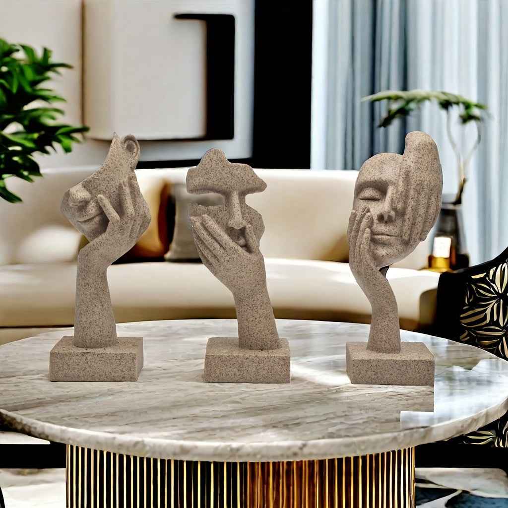 3pcs Thinker Statue Series - Modern Home Resin Sculpture Decorations - Living Room Abstract Art Statue Wine Cabinet Decoration, Office Modern Decoration, Creative Room Decoration, Party Supplies And Cozy Home Gifts for Christ