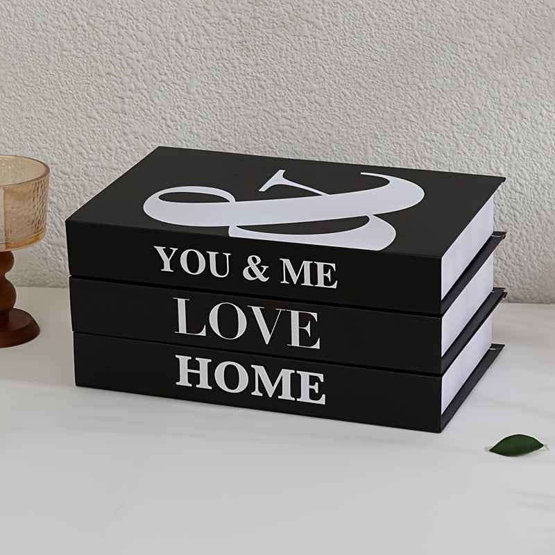 3pcs set of minimalist home decor black books for bedroom, living room, or office as photo props