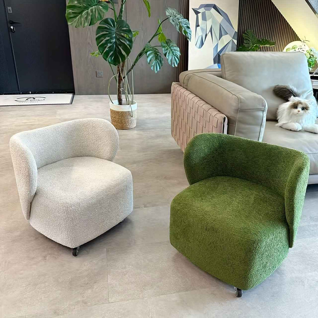 1pc Nordic-Style Single Sofa - White, Relaxing & Casual Design with Rotating Feature, Comfortable Seat for Living Room or Bedroom, Open Back, Sponge Filled, No Assembly Required, Perfect for Relaxing Moments, Cozy Home Decor,