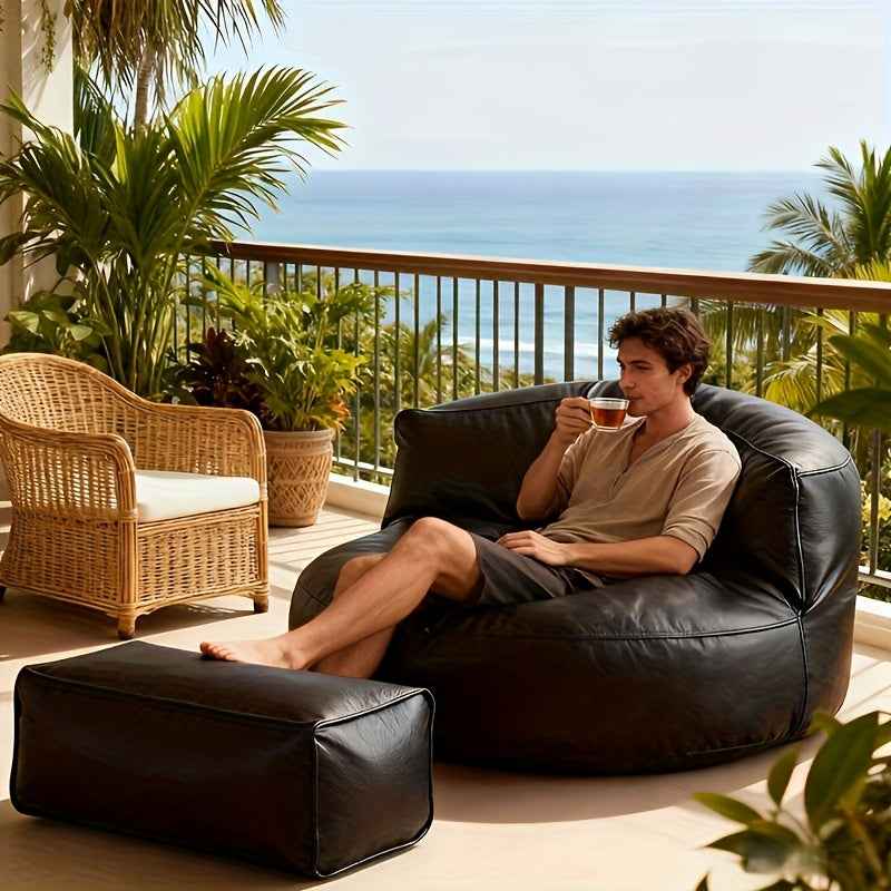 2025 Unique Bean Bag Cover Pouf with Ottoman Beanbag Chair Lazy Armchair Couch, Soft and Comfortable, Bean Bag Chairs for Adults, Easy to Clean for Floor Seating, Lounge Relaxing, Video Games, Movie Night