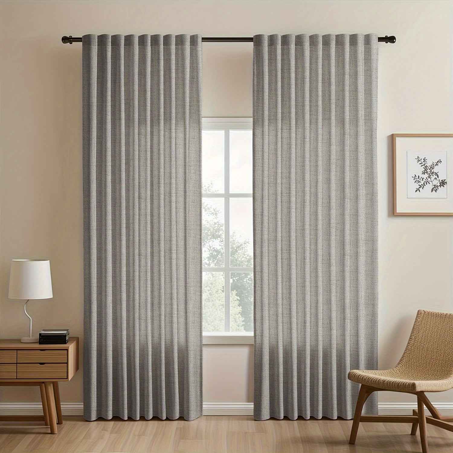2pcs Japanese-style imitation linen curtains, simple European style curtains, American pastoral curtains for bedroom and living room, light-blocking curtains for tea room, study and kitchen, short linen curtains, multi-functi