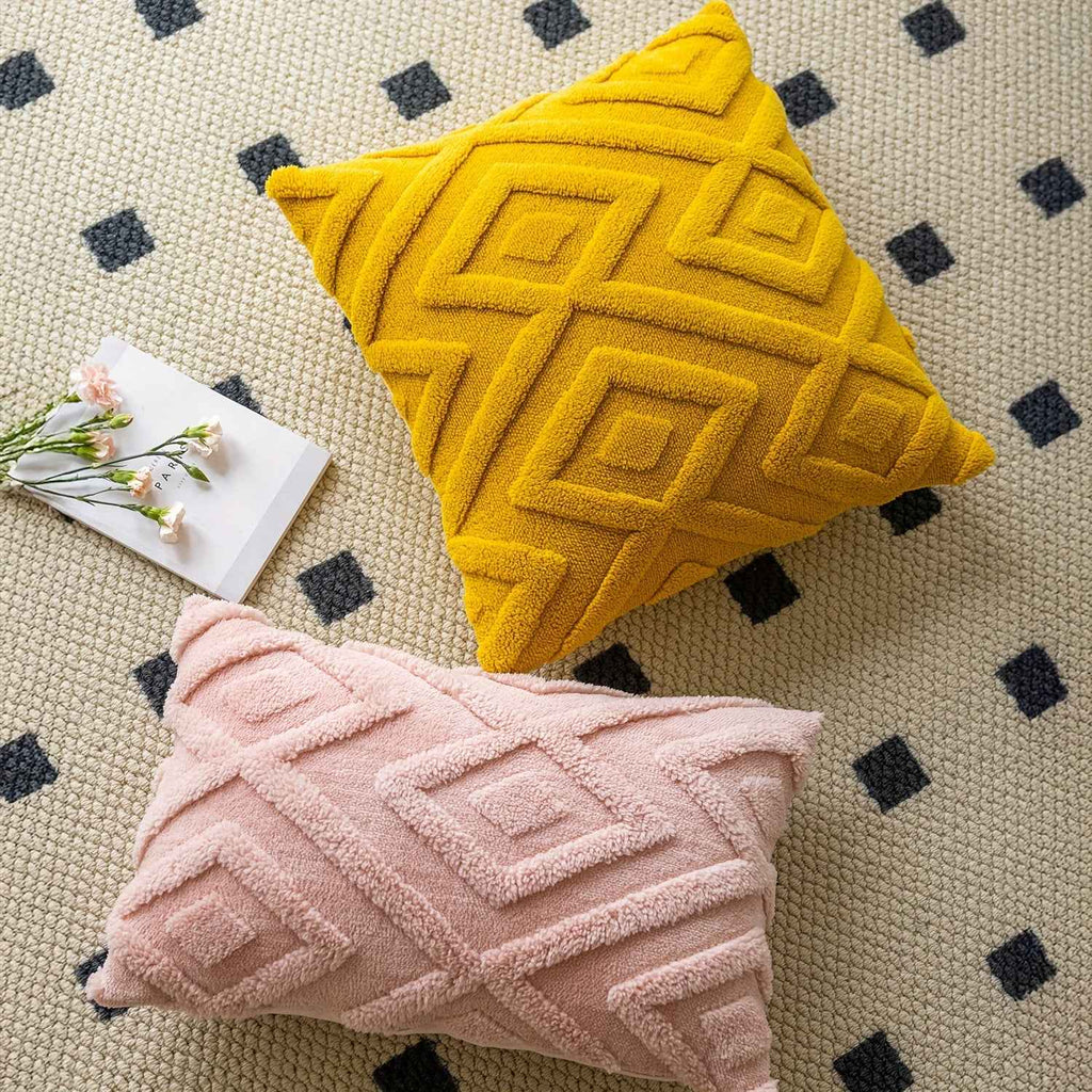 2pcs Boho Abstract Throw Pillow Covers, Soft Plush Polyester Fabric, Geometric Pattern, Zipper Closure, Hand Wash Only, 30.48x50.8cm, 45.72x45.72cm, 50.8x50.8cm - Farmhouse Style Decorative Cushion Cases for Couch, Sofa, Bedr