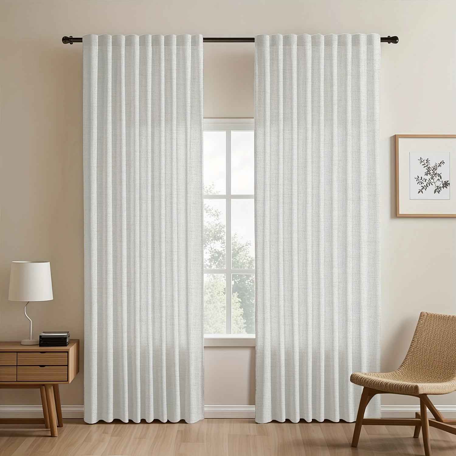 2pcs Japanese-style imitation linen curtains, simple European style curtains, American pastoral curtains for bedroom and living room, light-blocking curtains for tea room, study and kitchen, short linen curtains, multi-functi