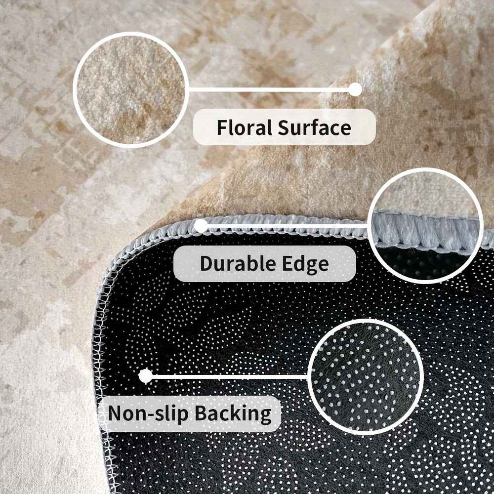 Extra Large Area Mat - Luxury Soft Anti-Slip Floor Mat, Machine Washable Beige & Brown Modern Mat for Living Room, Bedroom, Office - Durable Polyester Mat for Large Spaces up to 2.16m² & Extra Long 1.8m+ Side Lengths - Ideal