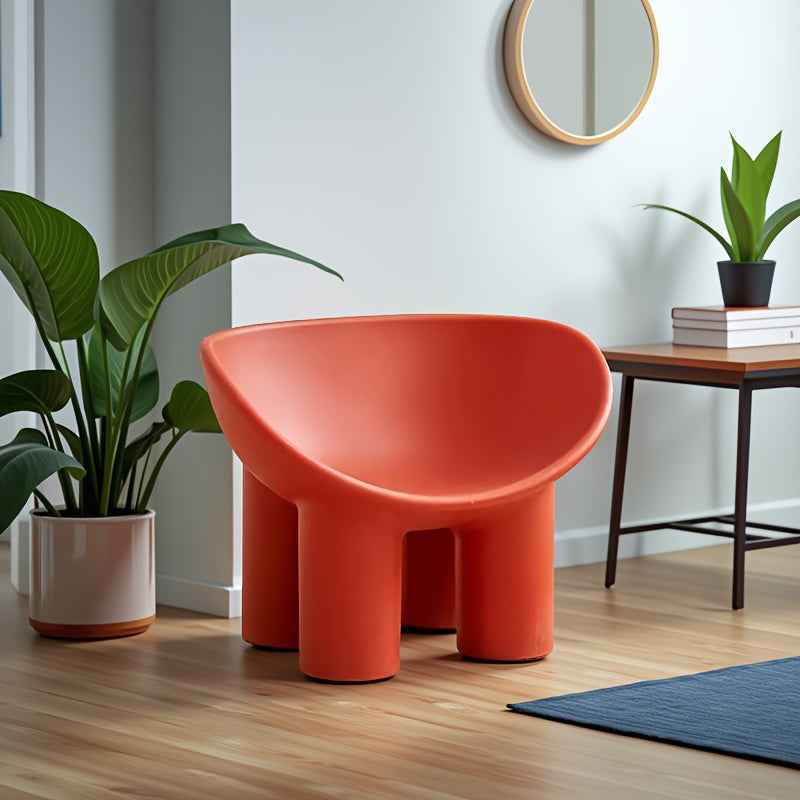 Modern Minimalist Four-Legged Elephant Accent Chair - Sturdy Plastic Indoor/Outdoor Furniture with White, , Mustard-Yellow, Beige, Brown, Grey, Black, or Light Brown - Easy-Clean Hard Floor Compatible, No Assembly Required, D