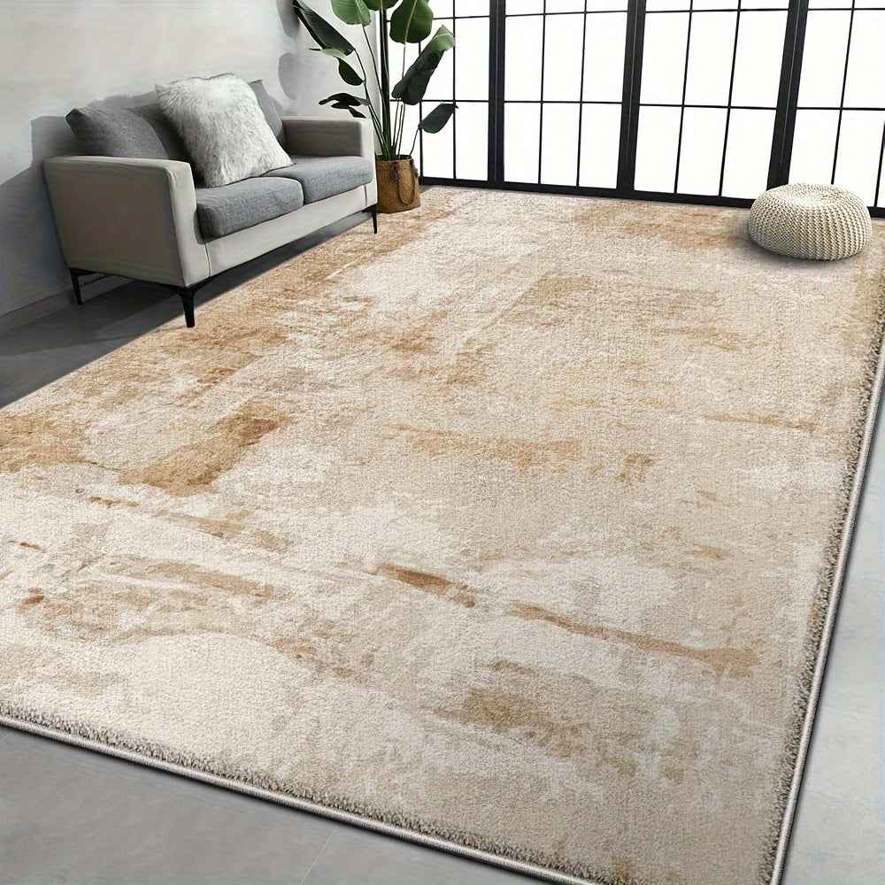Extra Large Area Mat - Luxury Soft Anti-Slip Floor Mat, Machine Washable Beige & Brown Modern Mat for Living Room, Bedroom, Office - Durable Polyester Mat for Large Spaces up to 2.16m² & Extra Long 1.8m+ Side Lengths - Ideal