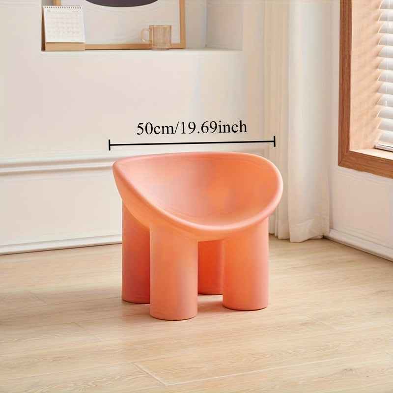 Modern Minimalist Four-Legged Elephant Accent Chair - Sturdy Plastic Indoor/Outdoor Furniture with White, , Mustard-Yellow, Beige, Brown, Grey, Black, or Light Brown - Easy-Clean Hard Floor Compatible, No Assembly Required, D