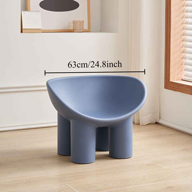 Modern Minimalist Four-Legged Elephant Accent Chair - Sturdy Plastic Indoor/Outdoor Furniture with White, , Mustard-Yellow, Beige, Brown, Grey, Black, or Light Brown - Easy-Clean Hard Floor Compatible, No Assembly Required, D