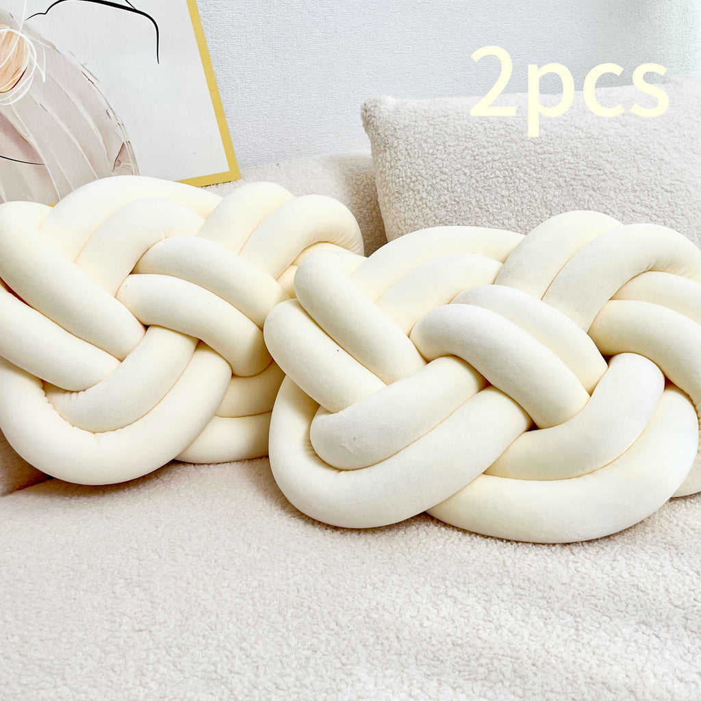 2 Pack YLBKIKR Plush Knot Throw Pillows - 40.01 cm Soft Short-Hair Floor Cushion & Bed Sofa Bed Decor, Modern Minimalist Knotted Ring Ball Design with Hand-Stitched Closure, All-Season Neutral Decorative Accent (Easy Hand Was