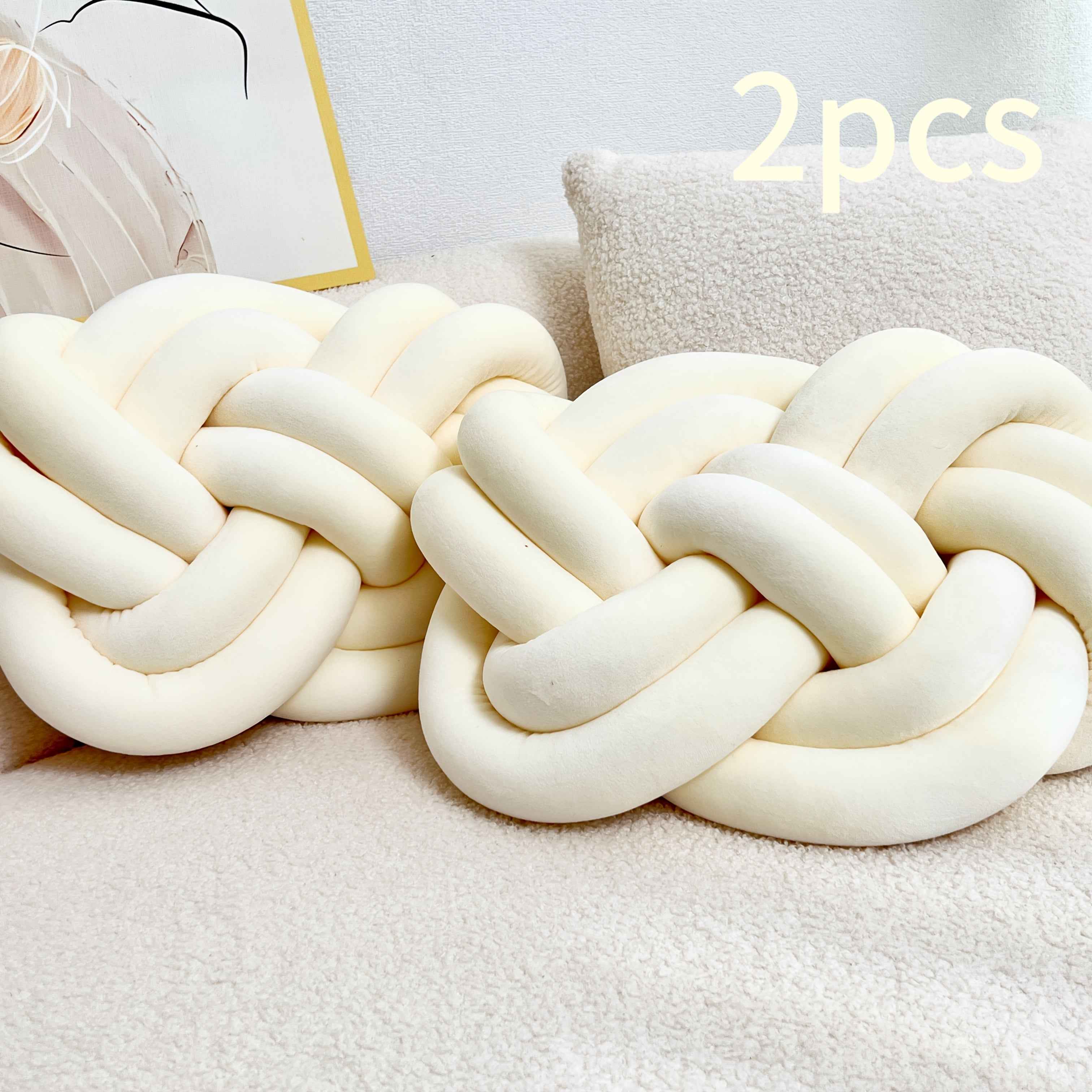 2 Pack YLBKIKR Plush Knot Throw Pillows - 40.01 cm Soft Short-Hair Floor Cushion & Bed Sofa Bed Decor, Modern Minimalist Knotted Ring Ball Design with Hand-Stitched Closure, All-Season Neutral Decorative Accent (Easy Hand Was