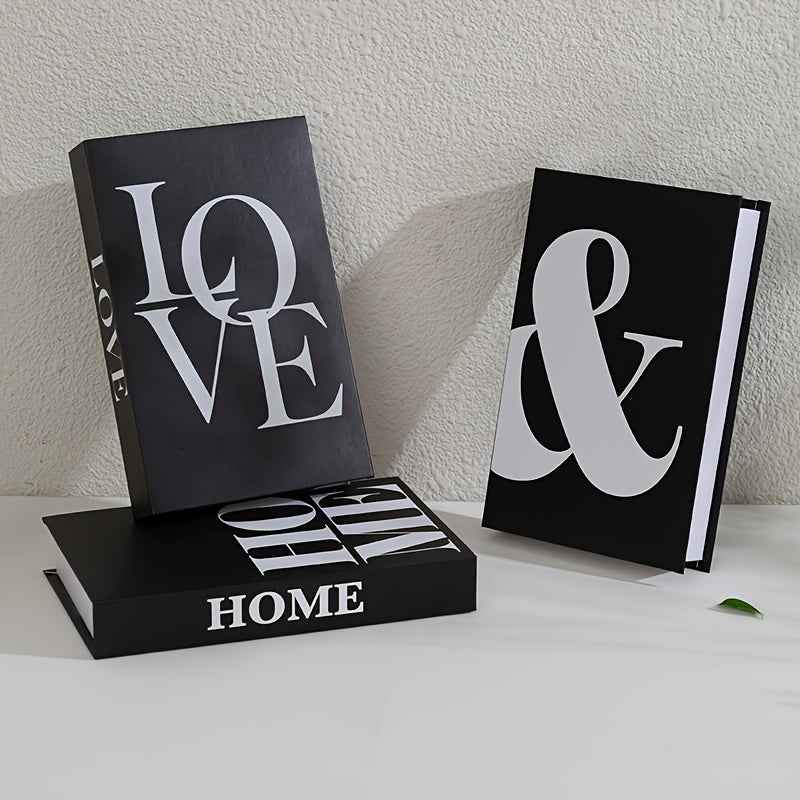 3pcs set of minimalist home decor black books for bedroom, living room, or office as photo props