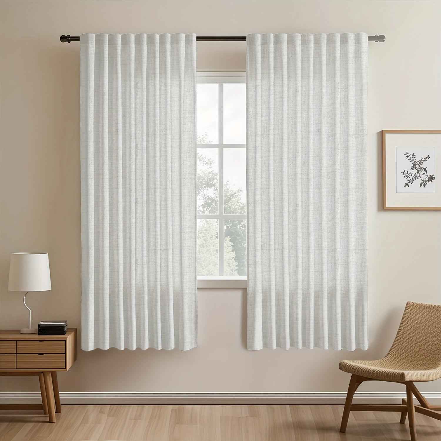 2pcs Japanese-style imitation linen curtains, simple European style curtains, American pastoral curtains for bedroom and living room, light-blocking curtains for tea room, study and kitchen, short linen curtains, multi-functi