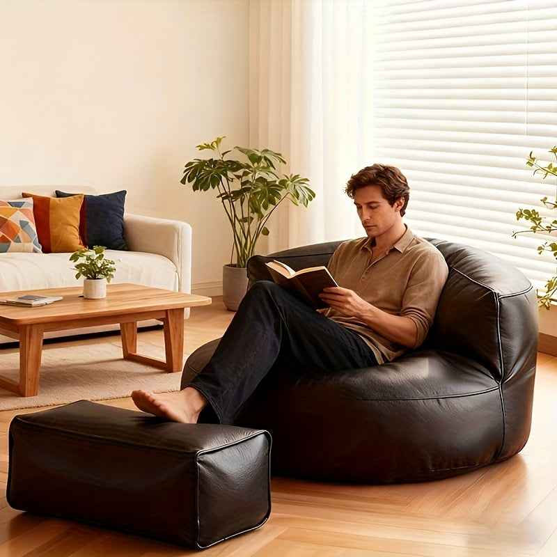 2025 Unique Bean Bag Cover Pouf with Ottoman Beanbag Chair Lazy Armchair Couch, Soft and Comfortable, Bean Bag Chairs for Adults, Easy to Clean for Floor Seating, Lounge Relaxing, Video Games, Movie Night