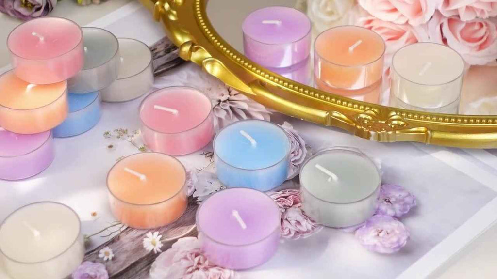 12-Pack Soy Wax Tea Light Candles, Lavender & Rose Scented, Glitter Embellished, Round Single-Wick, Resin Container, for Indoor Use - Perfect for Christmas, Thanksgiving, Valentine's, Birthdays & More