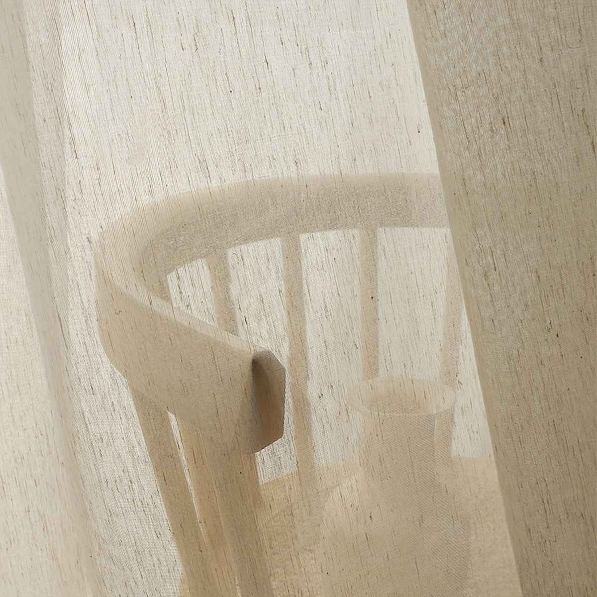 2pcs Beige Linen Sheer Curtains - Japanese Style, Light Filtering & Privacy Rod Pocket Design for Living Room and Bedroom Decor, Curtains for Living Room