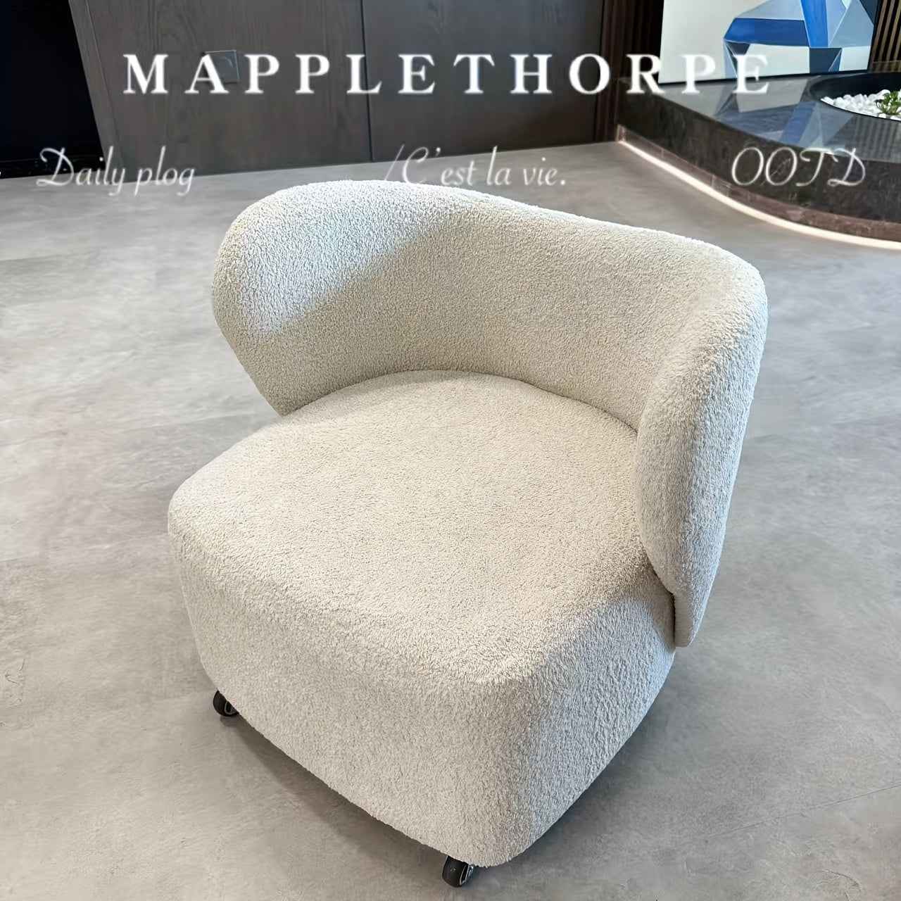 1pc Nordic-Style Single Sofa - White, Relaxing & Casual Design with Rotating Feature, Comfortable Seat for Living Room or Bedroom, Open Back, Sponge Filled, No Assembly Required, Perfect for Relaxing Moments, Cozy Home Decor,