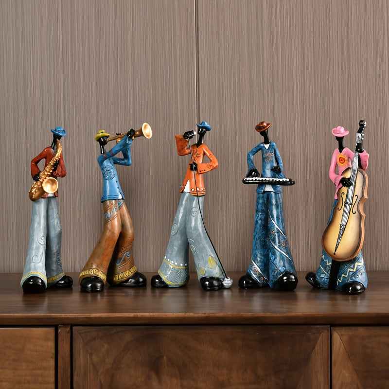 , Resin Jazz Band Figurines, Vintage Musician Statues, Artistic Decor for Living Room, Bookshelf, TV Stand, Wine Cabinet, Decoration, Bookshelf Display, Tv Stand Decor, Retro Design, Vintage Statues, Detailed Sculpture, Resin