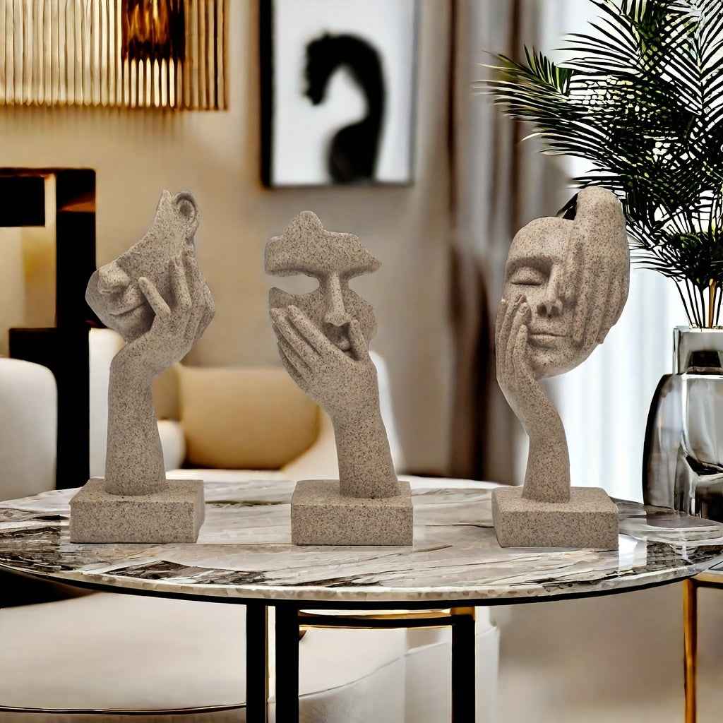 3pcs Thinker Statue Series - Modern Home Resin Sculpture Decorations - Living Room Abstract Art Statue Wine Cabinet Decoration, Office Modern Decoration, Creative Room Decoration, Party Supplies And Cozy Home Gifts for Christ