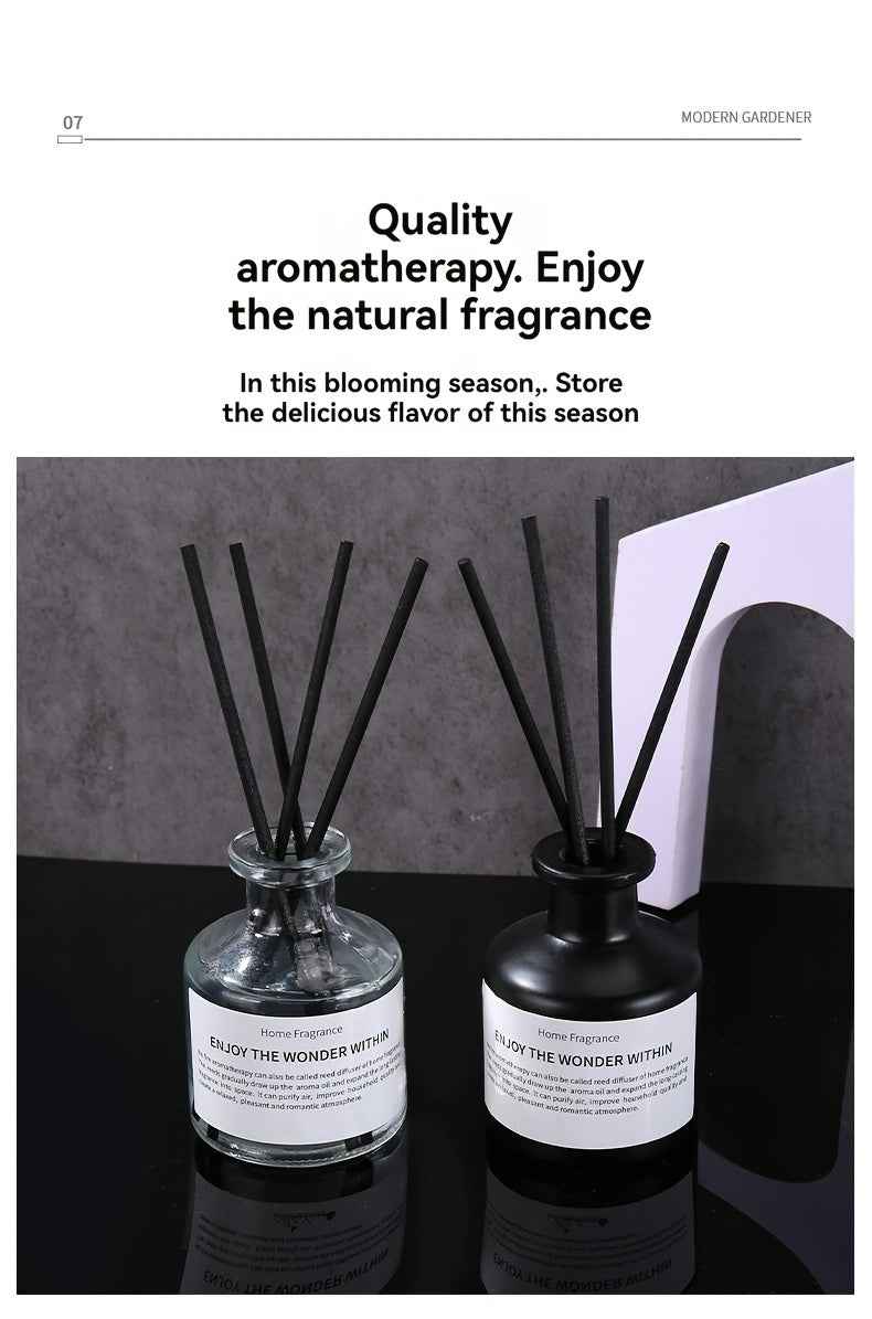 Fireless Indoor Rattan Bottle Companion Gift Essential Oil Fragrance Hotel Bathroom Air Freshener Black and White Round Bottle 50ml