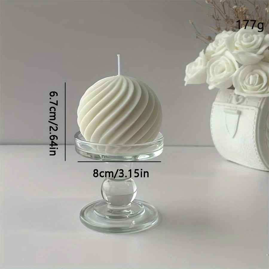 Romantic Wave Sphere Scented Candle - Sandalwood Aroma, Geometric Design for Home Decor, Perfect for Valentine's Day & Special Occasions