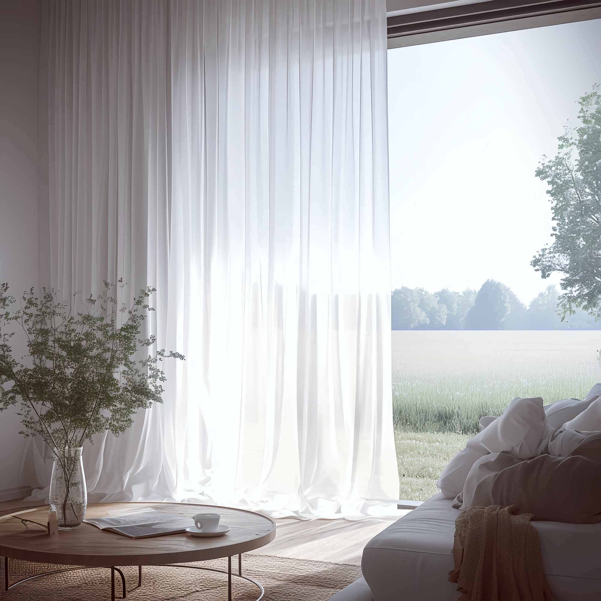 1pc, Exquisite Oversized Semi-Sheer Solid Color Curtain, Natural Drape Design, Top Rod Pocket for Easy Hanging, Breathable Comfort Fabric, Perfectly Blends Decor, Suitable for Various Rooms, Holiday Gift