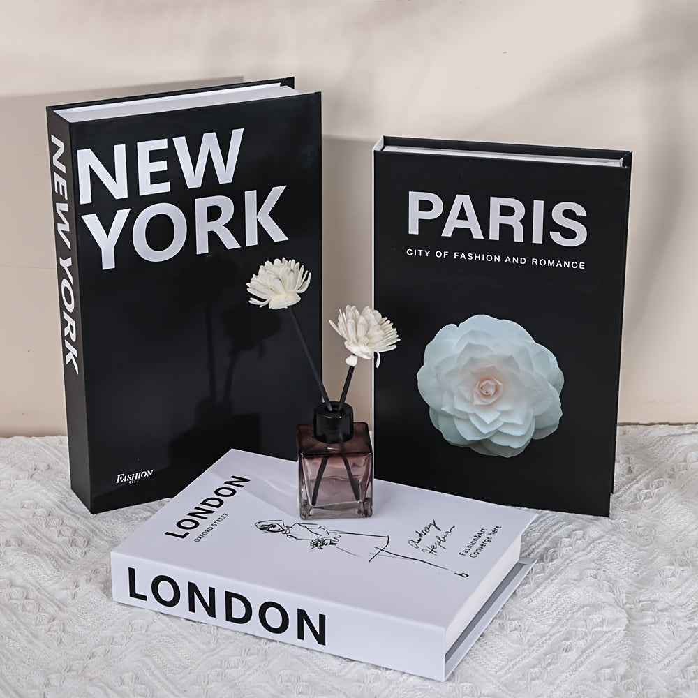 3pcs, Large, Medium & Small Sizes, Non-Openable, Fake Books for Home Decoration, Modern Fashion Luxury Book Decorations, Living Room Ornaments, Desktop Accessories, Shooting Props
