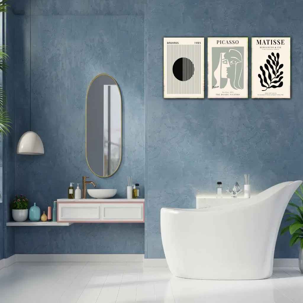 2D Flat, 3pcs Set Painting, Framed Canvas Posters for Home & Office Decor, Sage Green Wall Art, Bauhaus Poster, Modern Wall Art, Leaf Print, Minimalist Style, Abstract Art Décor, Line Art, Café, Living Room and Dorm Wall De