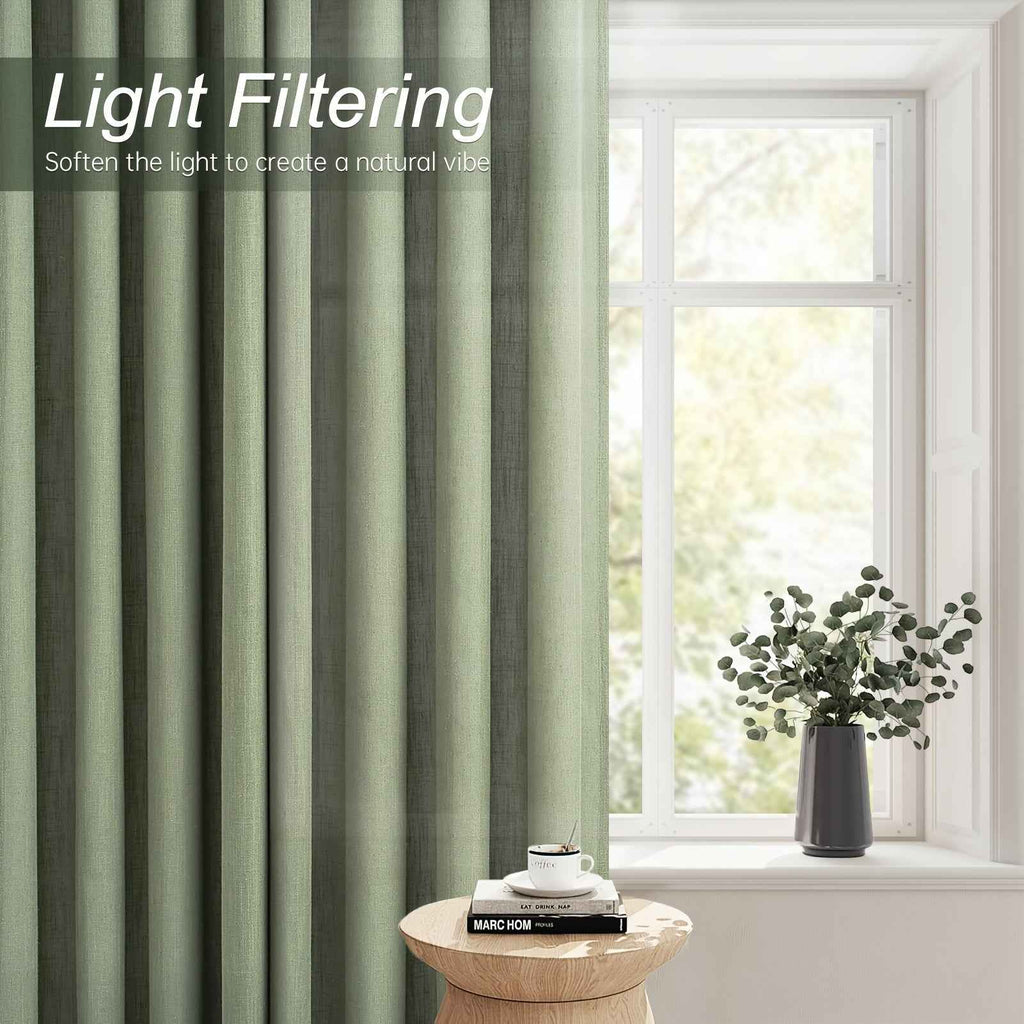 2pcs Boho Farmhouse Semi-Sheer Curtains - 20% Linen & 80% Polyester Blend, Light Filtering, Grommet Top, Machine Washable, Rustic Pastoral Style for Living Room & Bedroom, Bedroom Curtains | Rustic Curtains | Grommet Top Curt