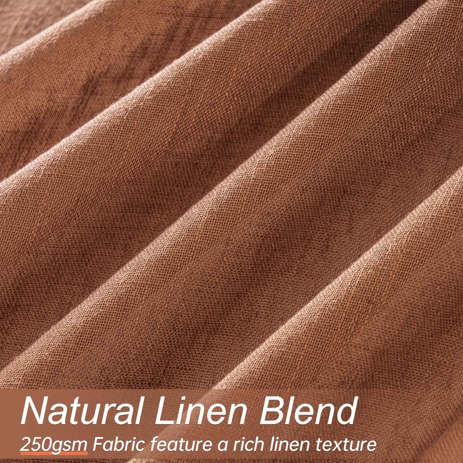 2pcs Boho Farmhouse Semi-Sheer Curtains - 20% Linen & 80% Polyester Blend, Light Filtering, Grommet Top, Machine Washable, Rustic Pastoral Style for Living Room & Bedroom, Bedroom Curtains | Rustic Curtains | Grommet Top Curt