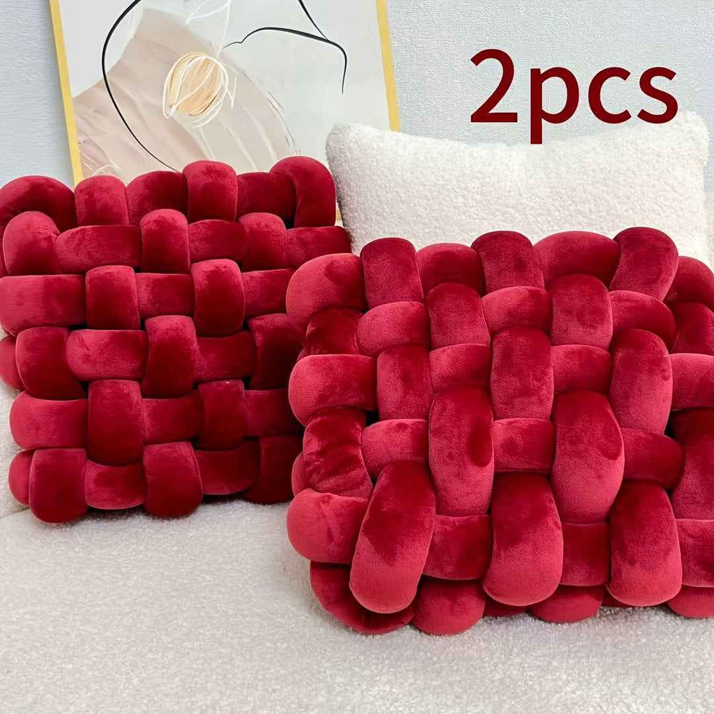 2pcs Knot Throw Pillow Soft Throw Pillow Home Decoration Cushion Square Office Knotted Plush Throw Pillow Cushion For Living Room Bedroom Sofa Couch Living Room Home Decor