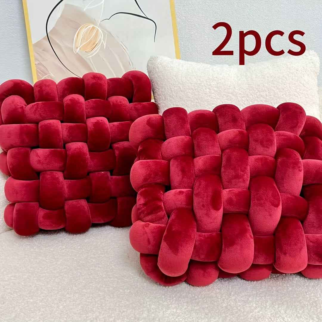 2pcs Knot Throw Pillow Soft Throw Pillow Home Decoration Cushion Square Office Knotted Plush Throw Pillow Cushion For Living Room Bedroom Sofa Couch Living Room Home Decor
