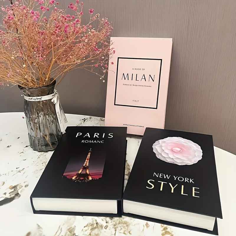 3pcs Decorative Fake Book Set, Walnut Material, London/New York Style, for Anyone, Christmas, Halloween Home Decor, Coffee Table Book Decor, Entry Table Decor