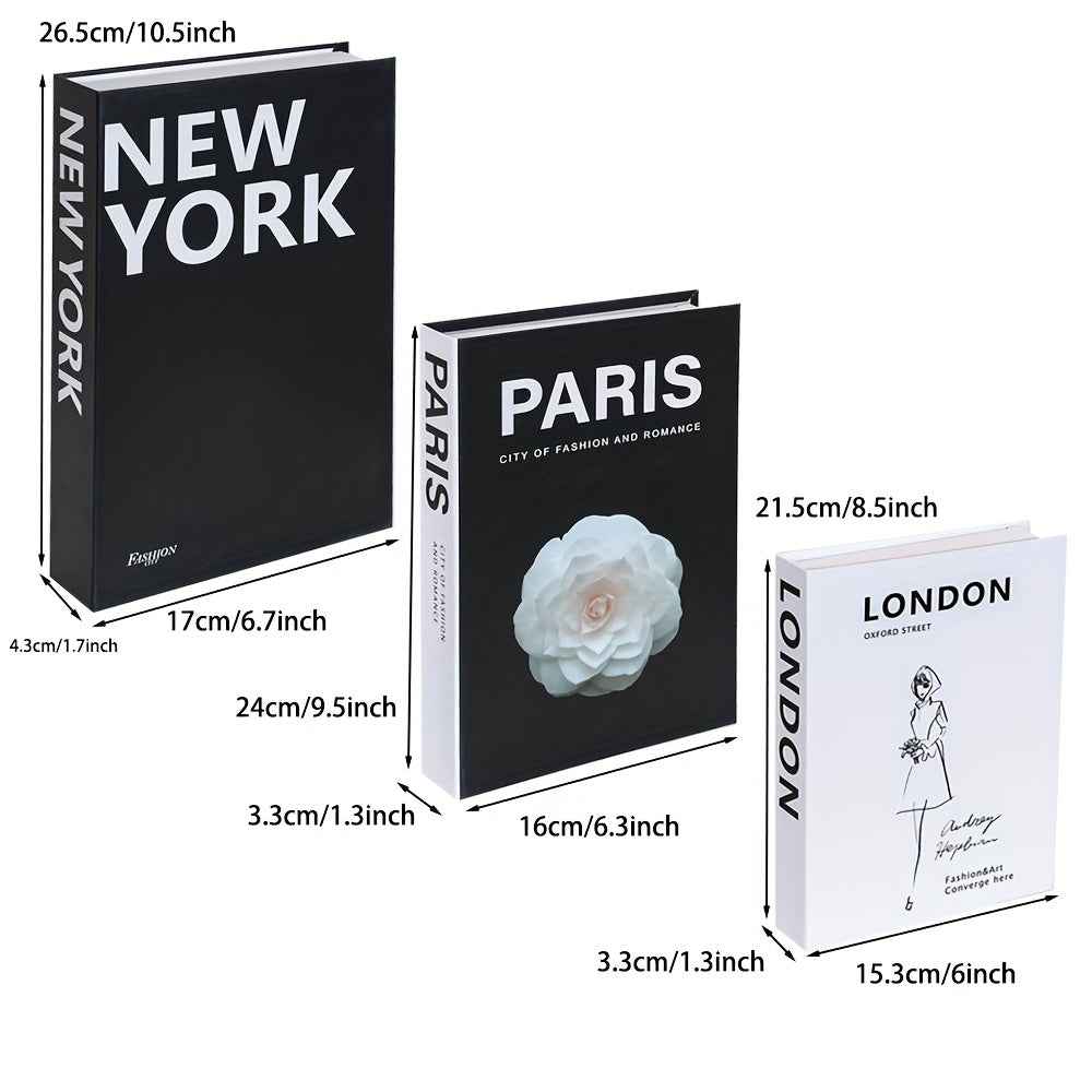 3pcs, Large, Medium & Small Sizes, Non-Openable, Fake Books for Home Decoration, Modern Fashion Luxury Book Decorations, Living Room Ornaments, Desktop Accessories, Shooting Props