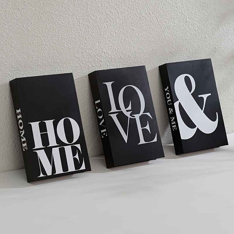 3pcs set of minimalist home decor black books for bedroom, living room, or office as photo props