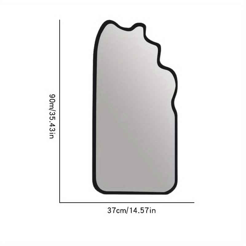 Large, Irregular Shape Decorative Mirror with Black Frame - Perfect for Bedroom, Bathroom, or Living Room - Classic Style, No Electricity Needed, Living Room Mirror | Modern Decor | Smooth Surface