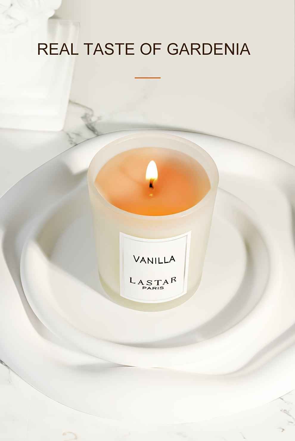 LASTAR 70g Vanilla Soy Wax Candle in Elegant Oval Jar with Sparkling Accents - Long-Lasting 12+ Hour Burn Time, Romantic Gift for Women, Birthdays, Weddings, Christmas, Thanksgiving, Father’s Day, Indoor Home Decor, Cozy Am