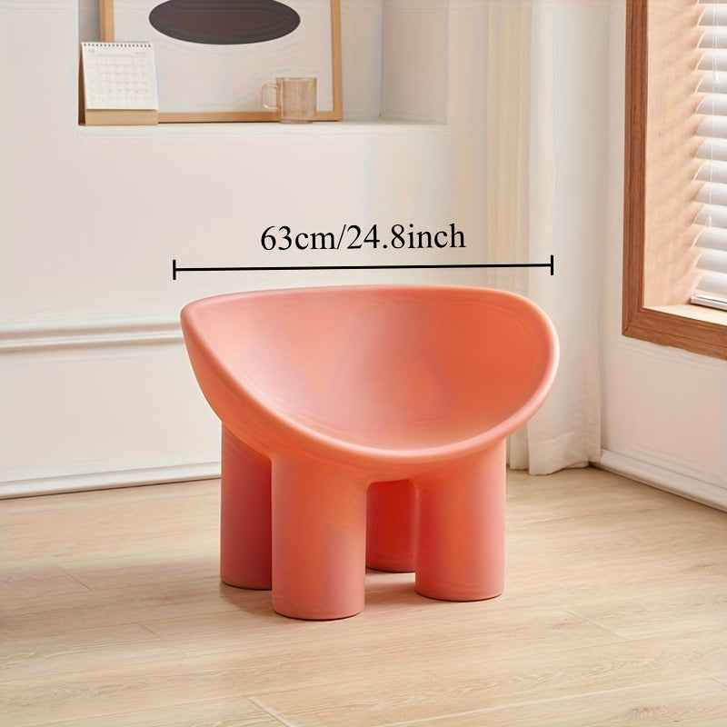 Modern Minimalist Four-Legged Elephant Accent Chair - Sturdy Plastic Indoor/Outdoor Furniture with White, , Mustard-Yellow, Beige, Brown, Grey, Black, or Light Brown - Easy-Clean Hard Floor Compatible, No Assembly Required, D