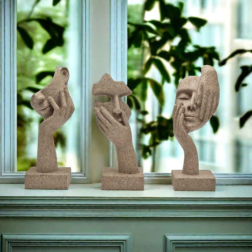 3pcs Thinker Statue Series - Modern Home Resin Sculpture Decorations - Living Room Abstract Art Statue Wine Cabinet Decoration, Office Modern Decoration, Creative Room Decoration, Party Supplies And Cozy Home Gifts for Christ