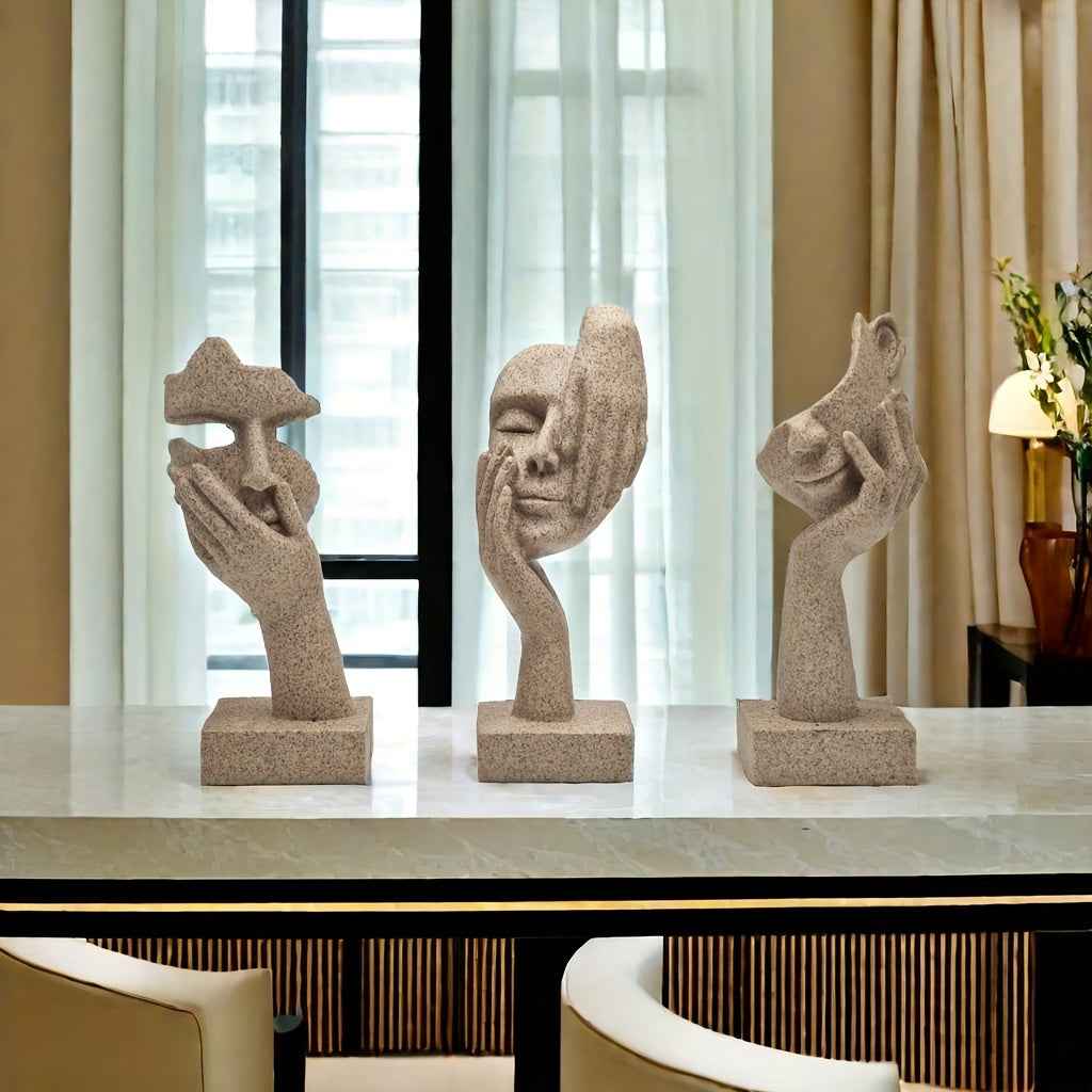 3pcs Thinker Statue Series - Modern Home Resin Sculpture Decorations - Living Room Abstract Art Statue Wine Cabinet Decoration, Office Modern Decoration, Creative Room Decoration, Party Supplies And Cozy Home Gifts for Christ