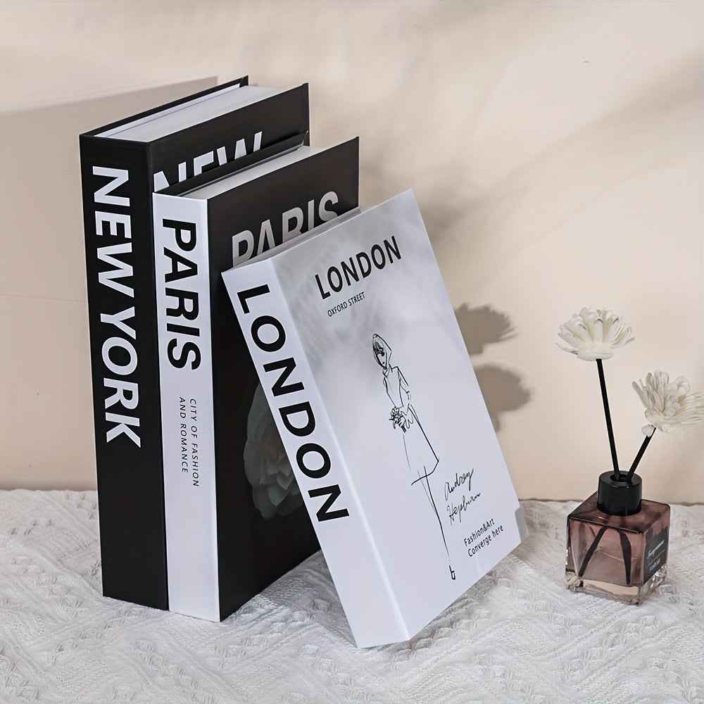 3pcs, Large, Medium & Small Sizes, Non-Openable, Fake Books for Home Decoration, Modern Fashion Luxury Book Decorations, Living Room Ornaments, Desktop Accessories, Shooting Props