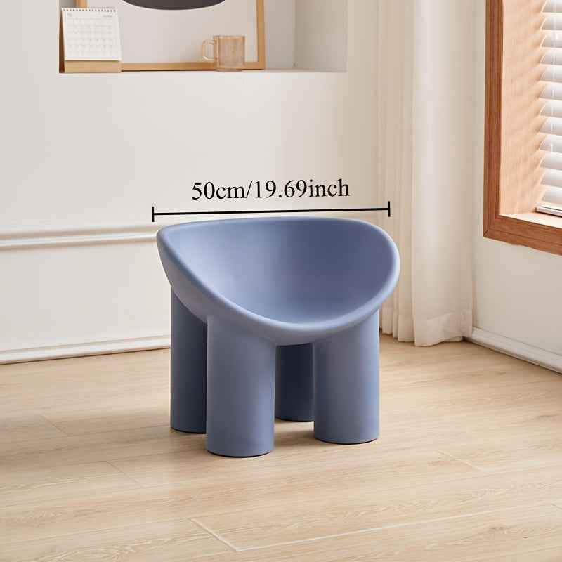 Modern Minimalist Four-Legged Elephant Accent Chair - Sturdy Plastic Indoor/Outdoor Furniture with White, , Mustard-Yellow, Beige, Brown, Grey, Black, or Light Brown - Easy-Clean Hard Floor Compatible, No Assembly Required, D