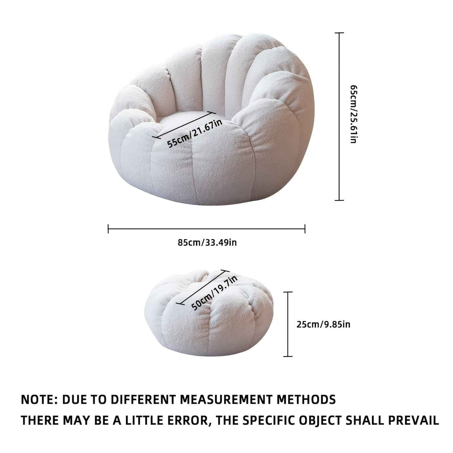 2pcs Pumpkin-Shaped Lazy Sofa + Footstool, Nordic Style Bedroom Balcony Single Small Sofa Furniture,  Small Space Furniture, Minimalist Design, Modern Decor, Lightweight Sofa, Durable Upholstery, Footrest Stool, Compact Loves