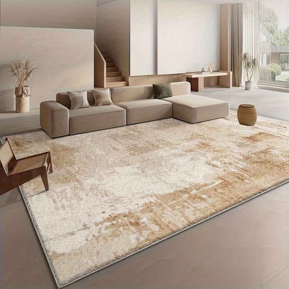 Extra Large Area Mat - Luxury Soft Anti-Slip Floor Mat, Machine Washable Beige & Brown Modern Mat for Living Room, Bedroom, Office - Durable Polyester Mat for Large Spaces up to 2.16m² & Extra Long 1.8m+ Side Lengths - Ideal