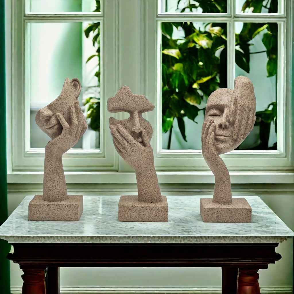 3pcs Thinker Statue Series - Modern Home Resin Sculpture Decorations - Living Room Abstract Art Statue Wine Cabinet Decoration, Office Modern Decoration, Creative Room Decoration, Party Supplies And Cozy Home Gifts for Christ