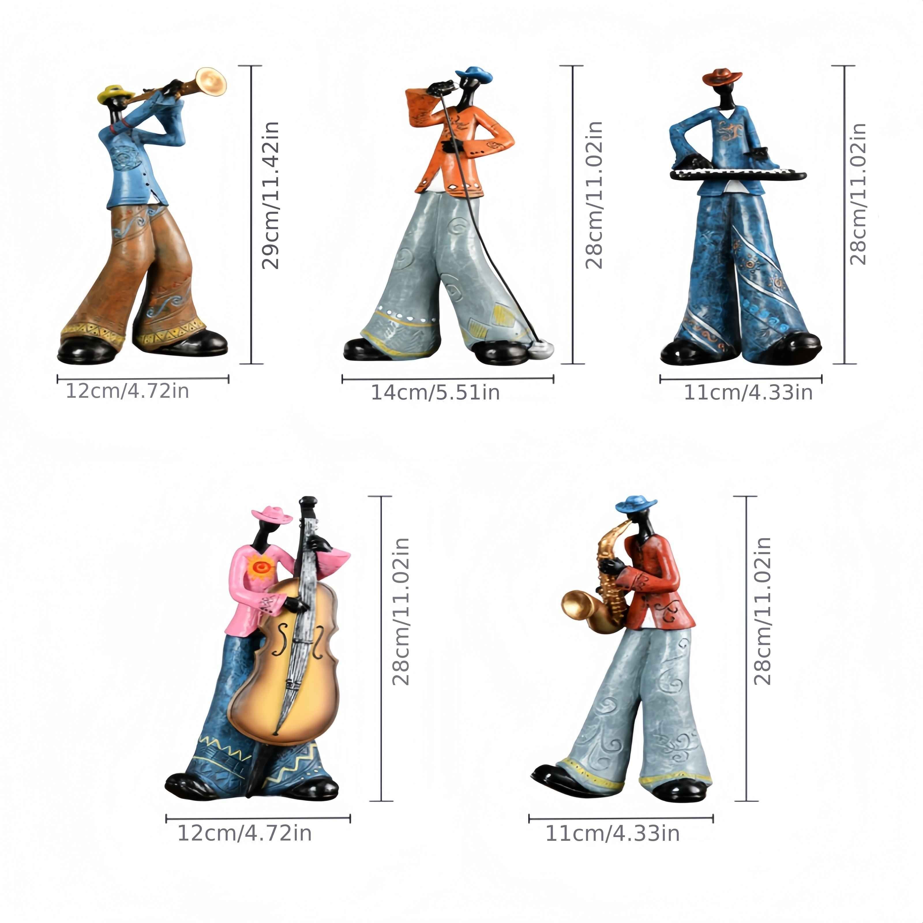 , Resin Jazz Band Figurines, Vintage Musician Statues, Artistic Decor for Living Room, Bookshelf, TV Stand, Wine Cabinet, Decoration, Bookshelf Display, Tv Stand Decor, Retro Design, Vintage Statues, Detailed Sculpture, Resin