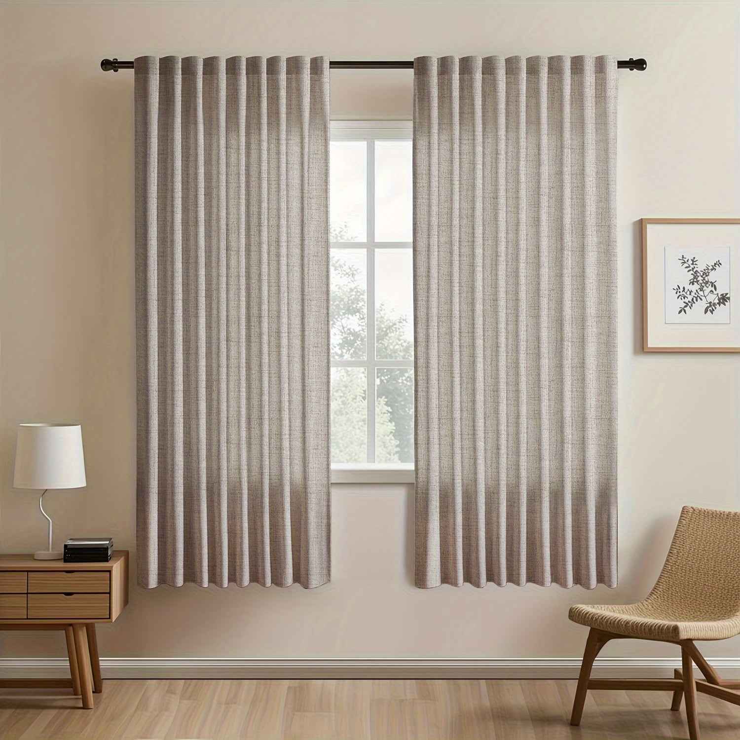 2pcs Japanese-style imitation linen curtains, simple European style curtains, American pastoral curtains for bedroom and living room, light-blocking curtains for tea room, study and kitchen, short linen curtains, multi-functi