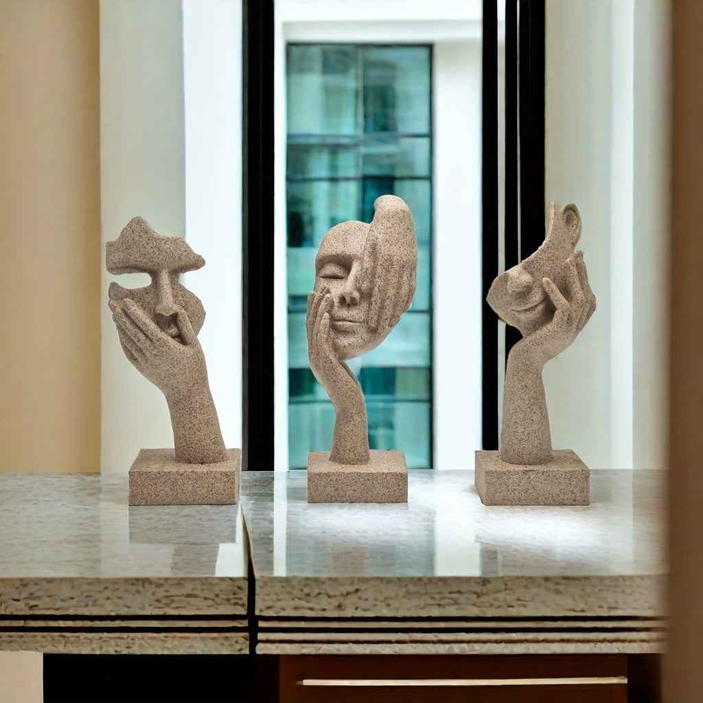 3pcs Thinker Statue Series - Modern Home Resin Sculpture Decorations - Living Room Abstract Art Statue Wine Cabinet Decoration, Office Modern Decoration, Creative Room Decoration, Party Supplies And Cozy Home Gifts for Christ