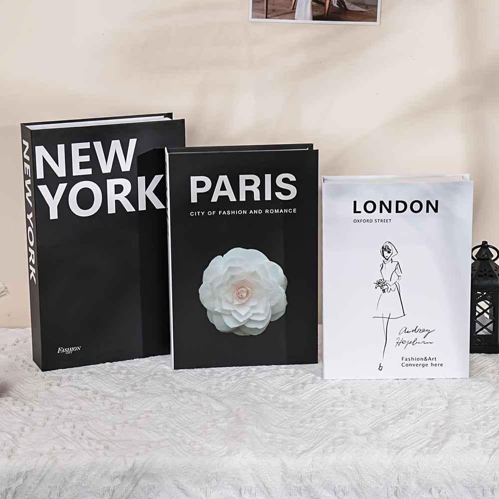 3pcs, Large, Medium & Small Sizes, Non-Openable, Fake Books for Home Decoration, Modern Fashion Luxury Book Decorations, Living Room Ornaments, Desktop Accessories, Shooting Props