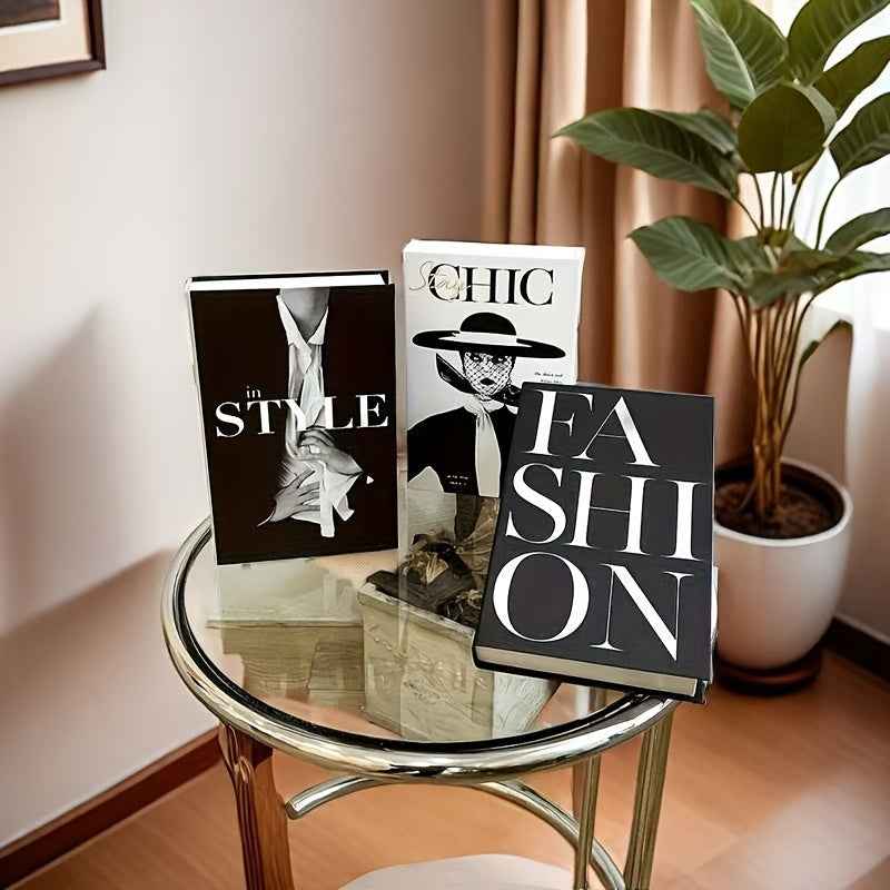 3pcs Nordic Style Book Ornament Set - Simple Simulation Book Decoration for Indoor Coffee Table Desk - Designer Magazine Soft Decor for Home and Office