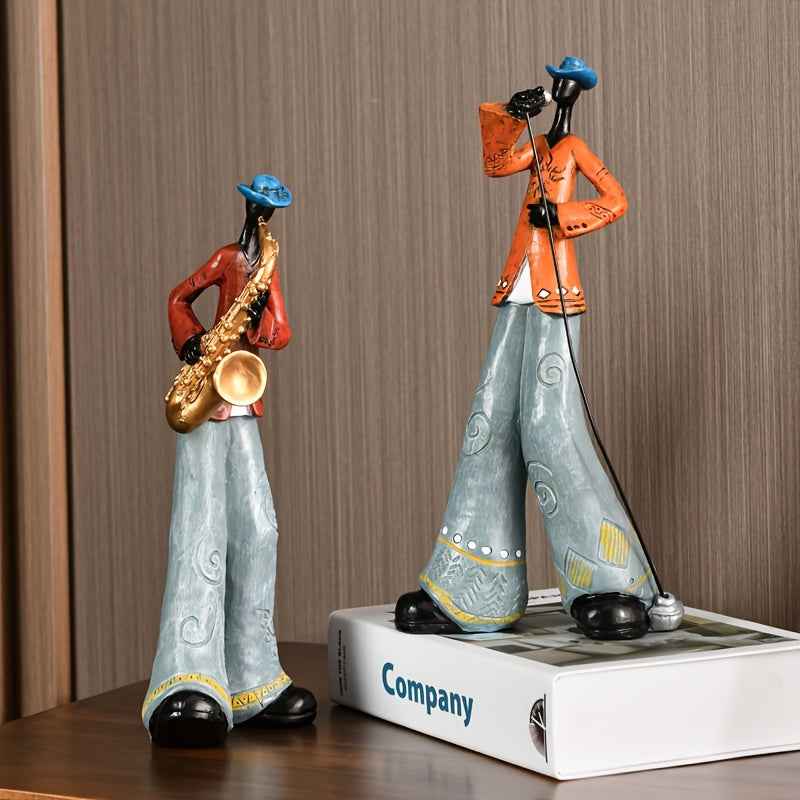 , Resin Jazz Band Figurines, Vintage Musician Statues, Artistic Decor for Living Room, Bookshelf, TV Stand, Wine Cabinet, Decoration, Bookshelf Display, Tv Stand Decor, Retro Design, Vintage Statues, Detailed Sculpture, Resin